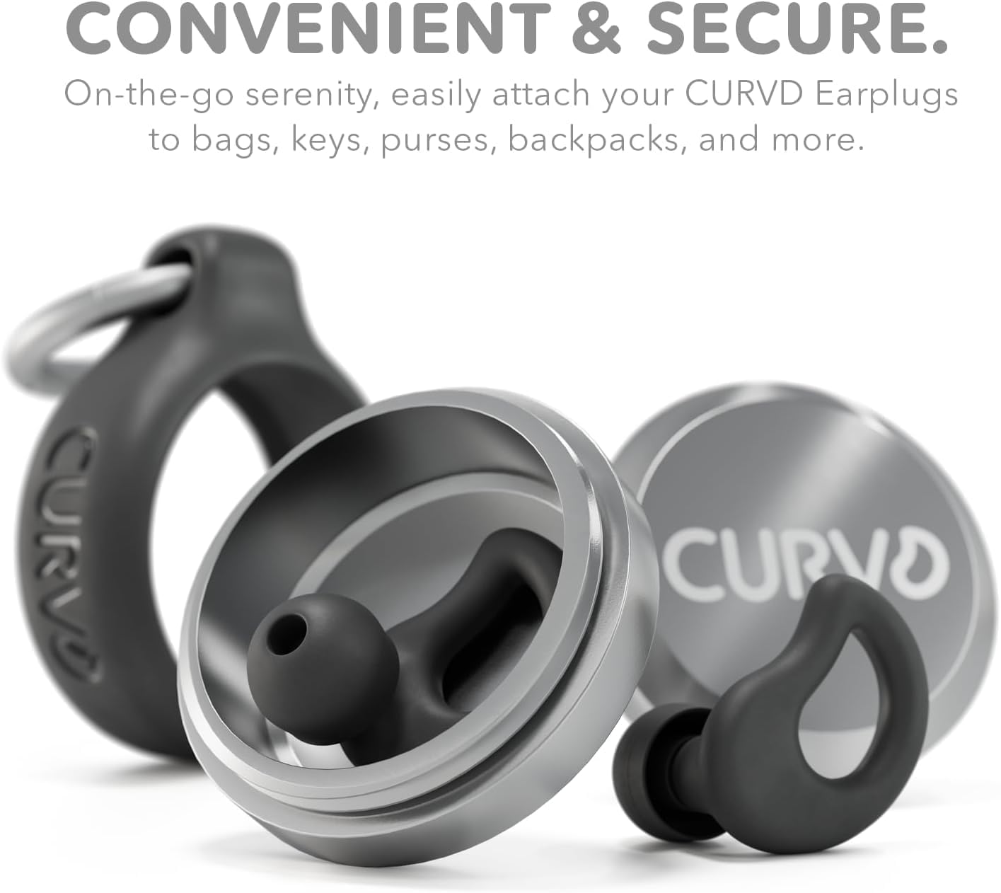 CURVD Everyday Earplugs + Case Clip Bundle, The Perfect earplug for Sleep, Travel, Noise Sensitivity/canceling + Case Clip Package Portable Waterproof Container & Silicone Sleeve for Ear Plugs(Black)