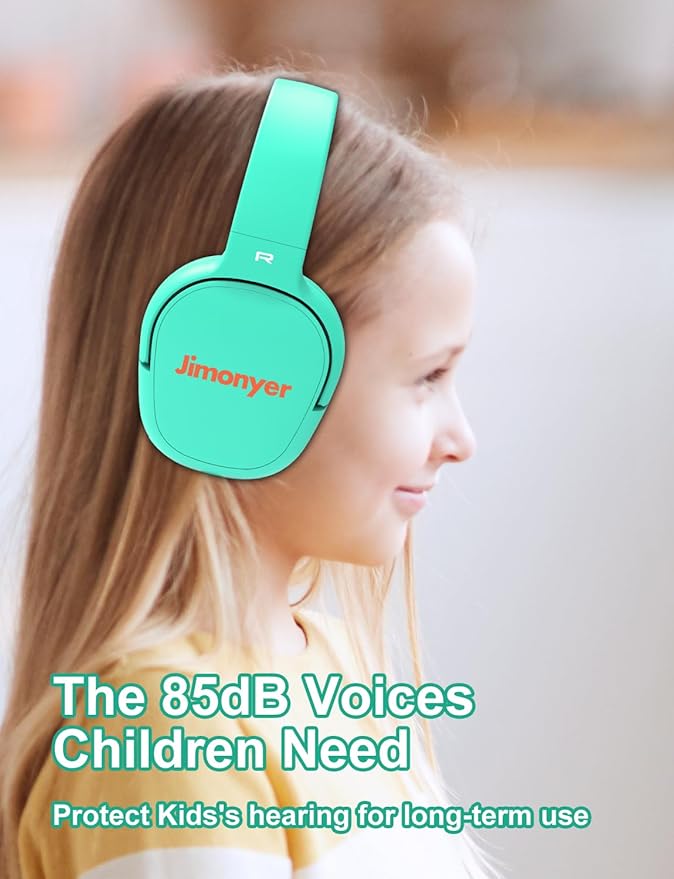 Kids Headphones for School, 3.5mm Jack Wired Headphones for Kids with Safe Volume Limiter, HD Stereo Sound On-Ear Girls Boys Toddler Headphone for Tablet, iPad, Kindle(Green)