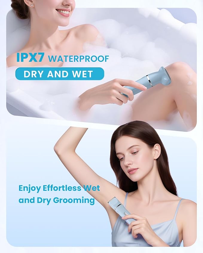 Bikini Trimmer for Women - 5 in 1 Electric Razors for Lady Pubic Facial Nose Body Leg Hair Removal, Waterproof Electric Shaver for Women Private Area Sensitive Skin, Personal Hair Trimmer