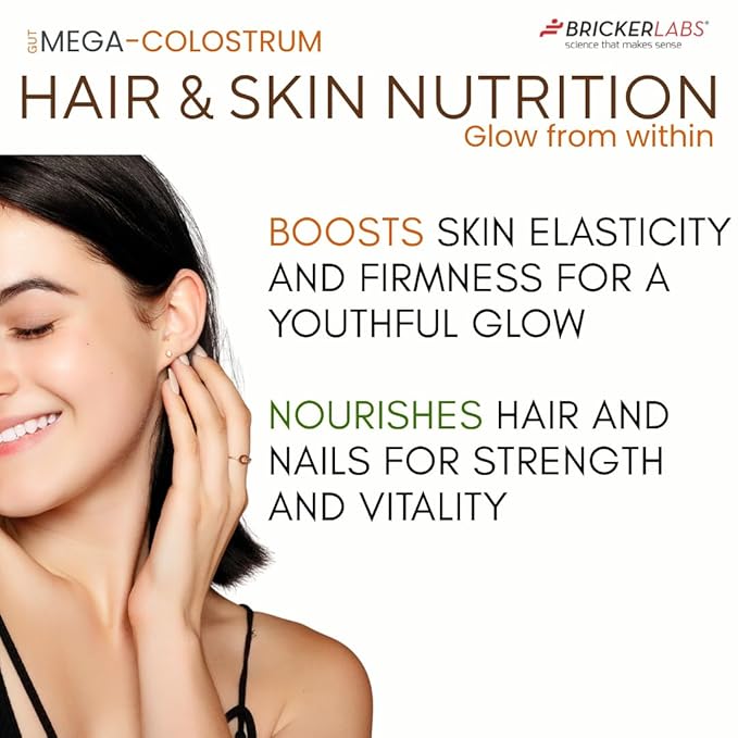 Bricker Labs Mega-Colostrum Capsules, Gut Health, Immunity, Skin & Hair, 1000 mg Bovine Colostrum Supplement 40% IgG, Rich in bioactive proteins, Growth Factors and antibodies, 45 Servings