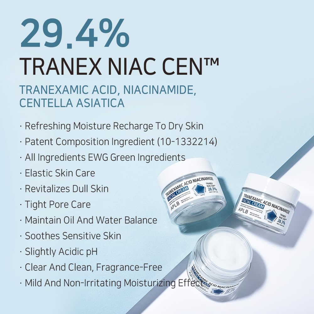 APLB Tranexamic Acid Niacinamide Facial Cream | TRANEX NIAC CEN™ 28.3% 1.86 FL.OZ/Korean Skincare, Moisturizing, Blemish care, Helps with skin discoloration