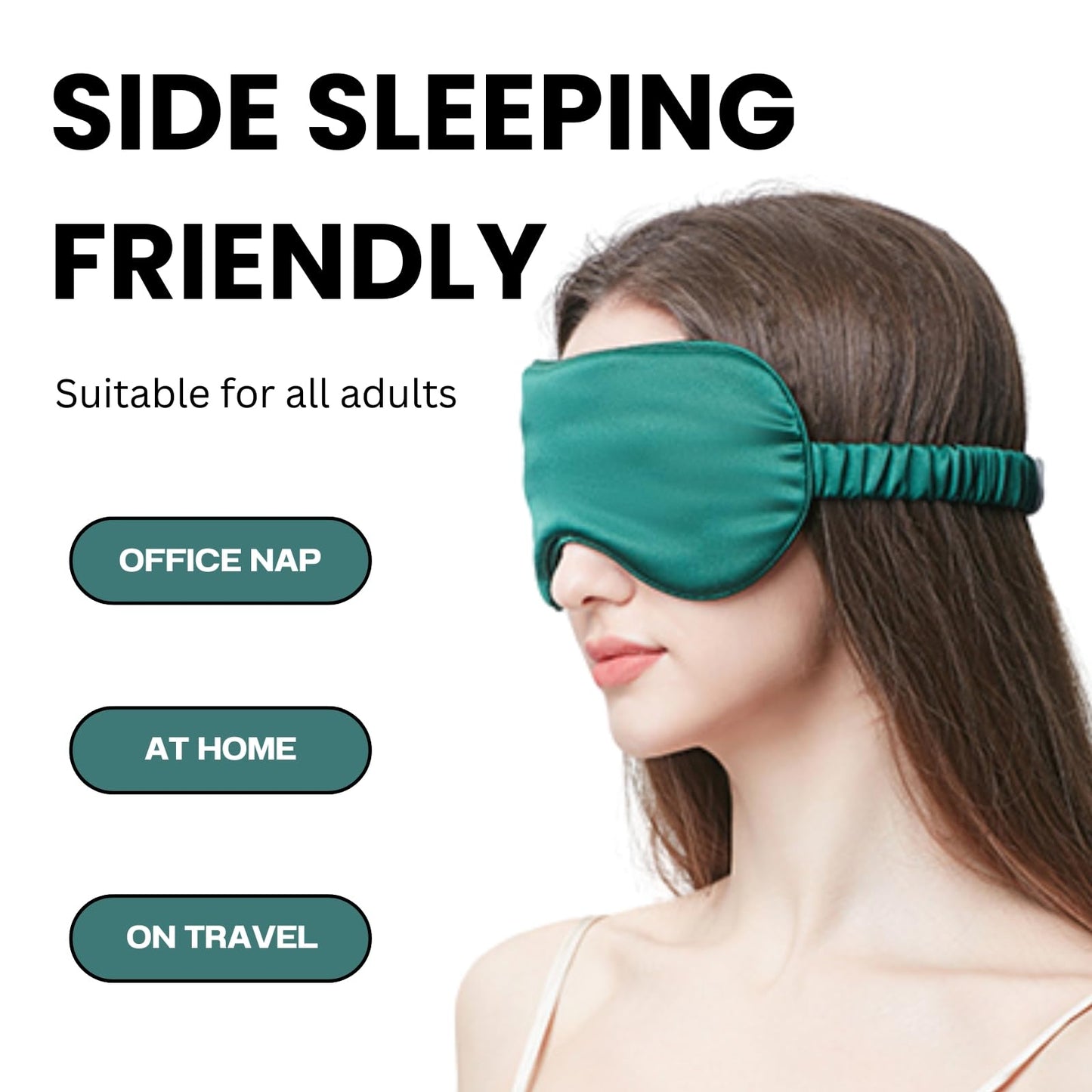 LCBD Silk Satin Sleeping Eye Mask, Dark Green Sleep Eye Mask Night Blindfold for Women and Men, Soft Breathable Blackout Eyeshade Eye Cover for Travel, Wedding Bridesmaid Gift