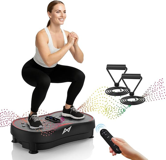AXV Vibration Plate Fitness Platform Exercise Machine Vibrating Lymphatic Drainage Shaking Full Body Shaker Workout Vibrate Stand Shake Board Sport Gym for Weight Loss Fat Burner for Women Men