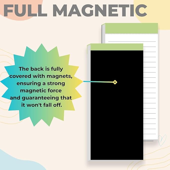 6 Pack Magnetic Notepads for Fridge, Grocery List Magnet Pad for Refrigerator, Memo Notepad with Lined Pages, 50 Sheets per Note Pads To-Do List, Shopping List(300Sheets)