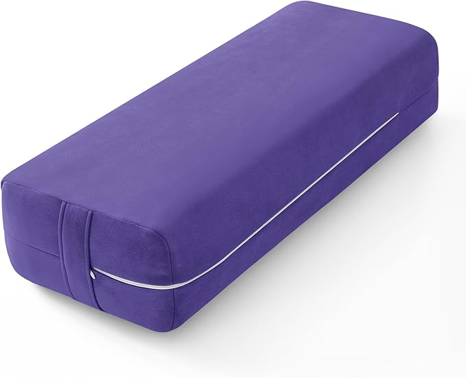 Rectangular Yoga Bolster - Meditation Pillow with Washable Suede Cover, 27"X10" X5.5"