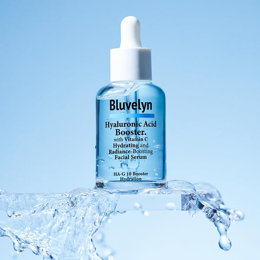 Bluvelyn 10-Layer Hyaluronic Acid Booster Serum – 100,000ppm High Concentration with Vitamin C – Deep Hydration & Brightening for All Skin Types, (50ml /1.69 fl.oz)