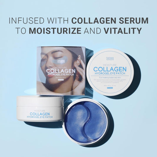 tenzero Moisture Collagen Hydrogel Eye Patch 60 Patches (90g), Collagen Treatments for Puffy Eye, Dark Circles, Fine Lines, Revitalizing, Hydrating Eye Pads, Korean Under Eye Masks Skincare