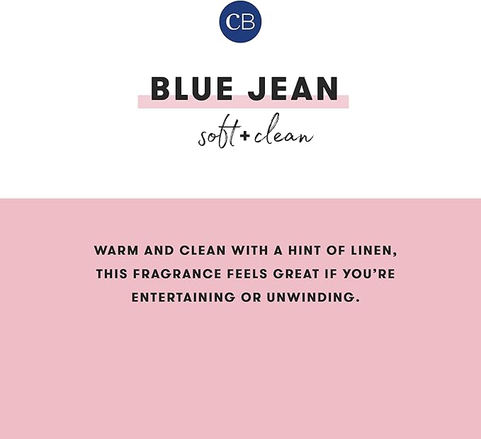 Capri Blue Printed Travel Tin Jar - Luxury Candle with a Soy Wax Blend - Scented Candles for Home with Notes of Citrus, White Musk & Patchouli (Blue Jean, 8.5 oz)