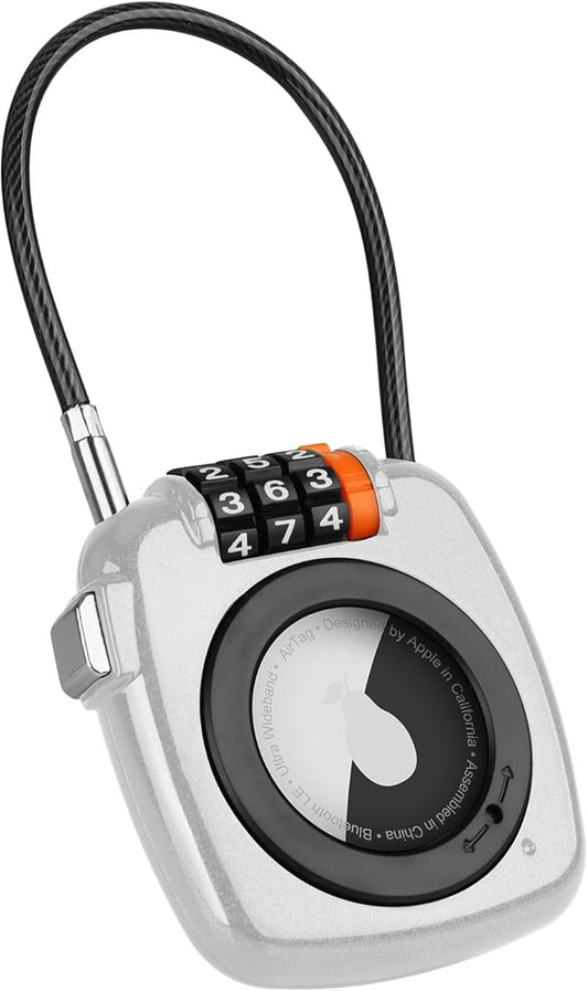 Compatible with Apple AirTag Secure Lock with Wire Cable, 3-Digit Combination Luggage Locks, Alloy Body Ultra Durable Anti-Lost Protective Case for Luggage, Bags, Suitcase, and Backpacks (WHITE)