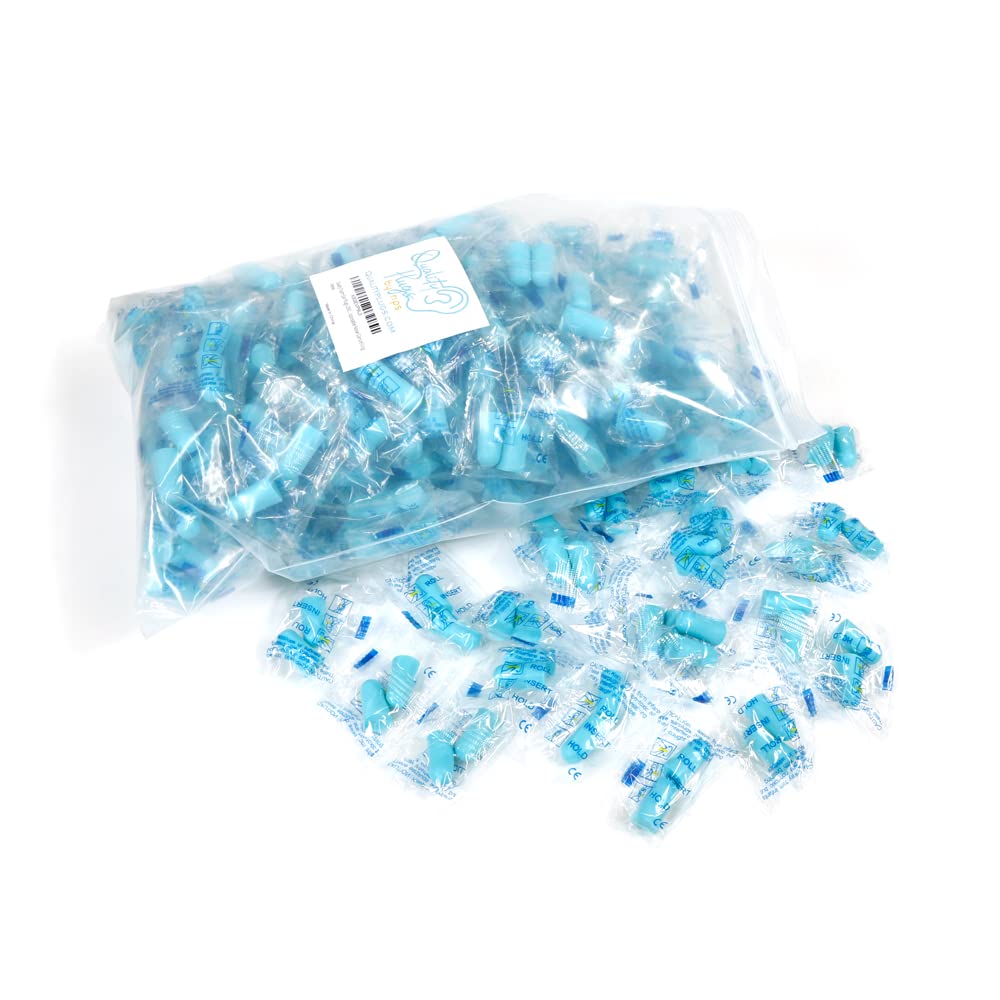 Quality Foam Earplugs - 200 Pairs Bulk Pack - Ideal Ear Plugs for Sleeping, Noise Cancelling, Snoring, Travel, Shooting, Study, Work, Construction, and Safety Hearing Protection - 32 dB NRR - Blue