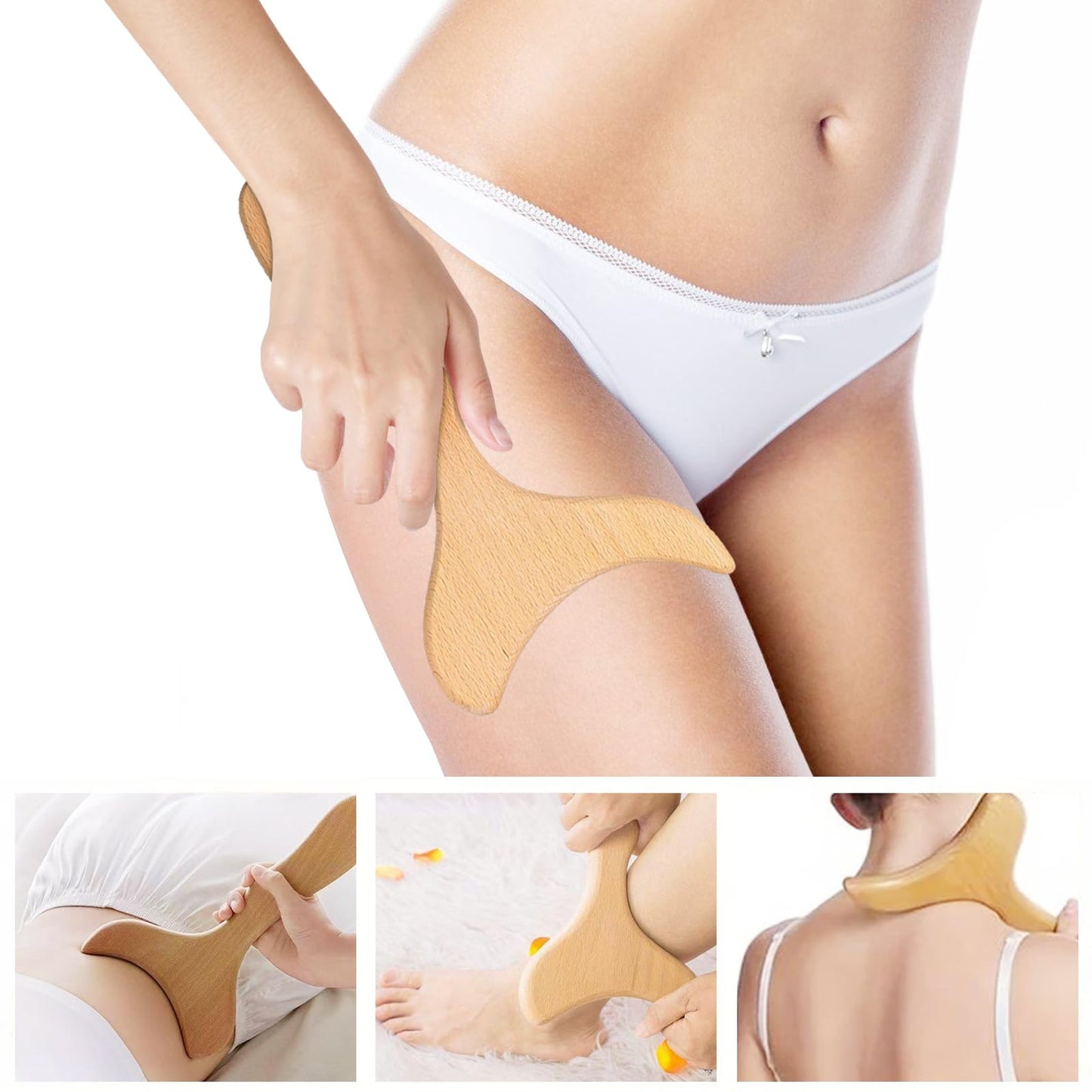 4-in-1 Wood Therapy Massage Tools Lymphatic Drainage Massager for Muscle Pain Relief, Maderoterapia Kit Body Sculpting Tools for Anti-Cellulite, Body Shaping