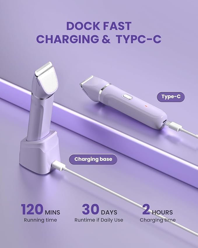 Bikini Trimmer for Women - 5 in 1 Electric Razors for Ladys Pubic Facial Nose Body Leg Hair Removal, Waterproof Electric Shaver for Women Private Area Sensitive Skin, Personal Hair Trimmer