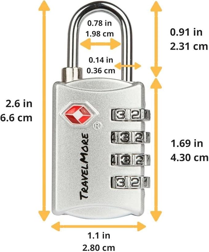 3 Pack TSA Luggage Locks with 4 Digit Combination – Heavy Duty Set Your Own Padlocks for Travel, Baggage, Suitcases & Backpacks - Silver