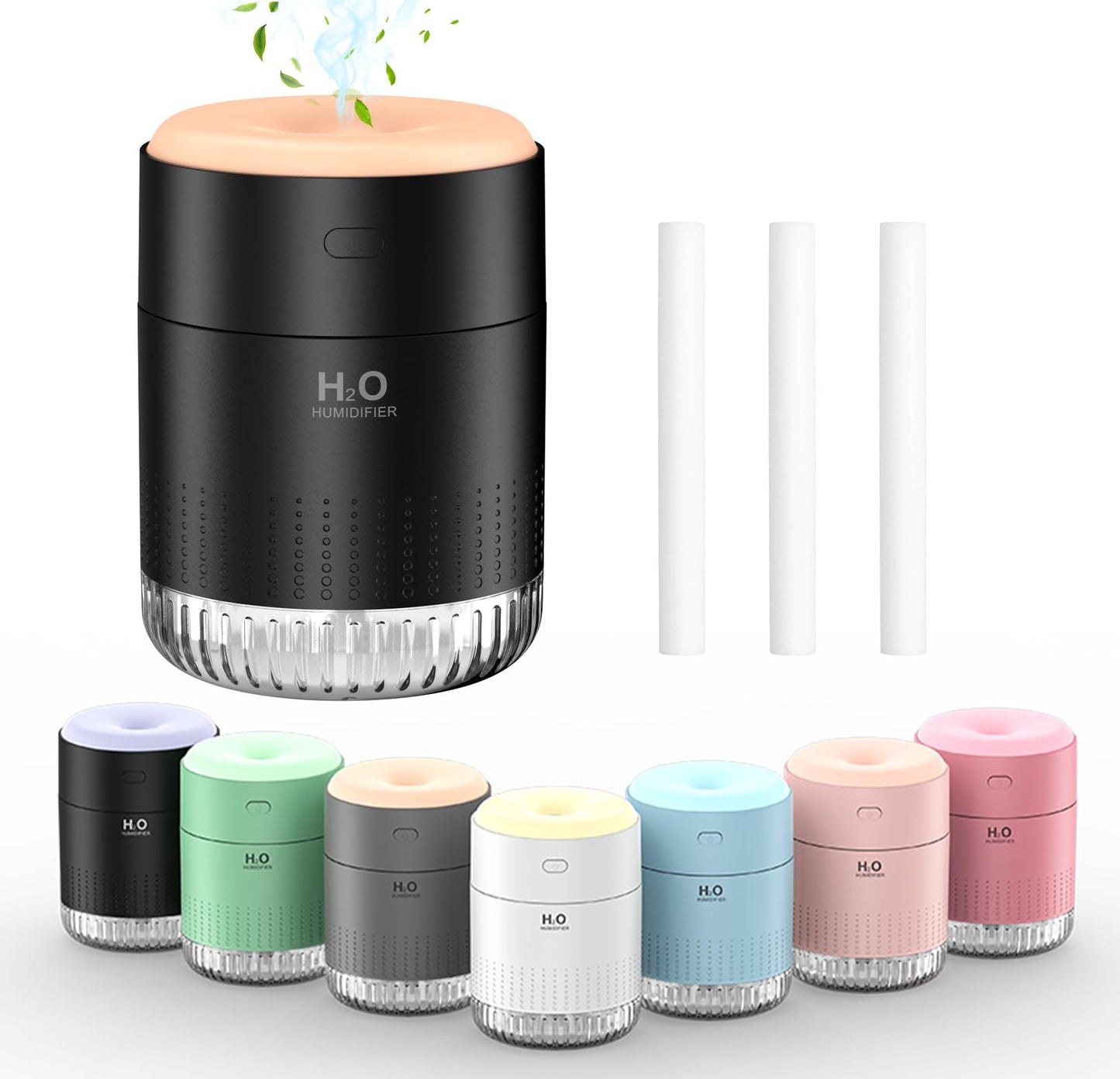 Colorful Mini Humidifier, USB Rechargeable Humidifier, small humidifier, 4 Modes Super Quiet, Humidifiers For Bedroom,Suitable For Travel Office Family Baby Bedroom-Black