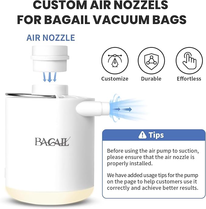 BAGAIL TPU Vacuum Bag for Travel, Reusable Compression Bag with IPX8 Waterproof Zipper, Save Space for Suitcase, Backpack and Carry on (Green, ExtraLarge, With Pump)