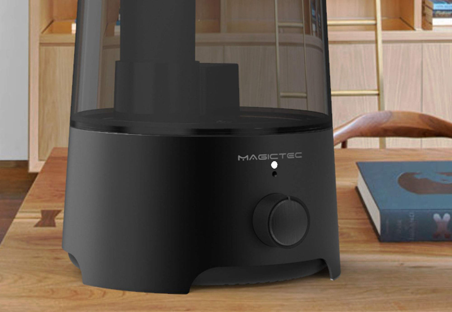 Magictec Cool Mist Humidifier, 2.5L Essential Diffuser for Bedroom and Baby, Adjustable Mist Output, Auto Shut Off, Super Quiet 360 Nozzle - Lasts Up to 24 Hours, Black