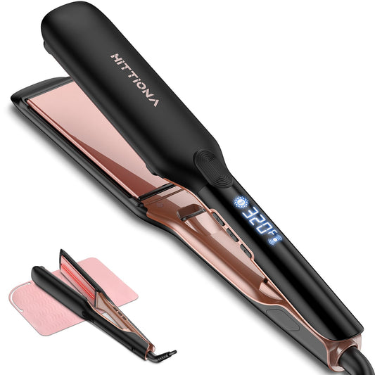 HITTIONA Flat Iron Hair Straightener – 1.75” Ceramic Infrared Ionic Flat Iron with 5s Fast Heat-Up, Vibration Technology, LCD Temp Control, Dual Voltage, Anti-Frizz Styling for All Hair Types