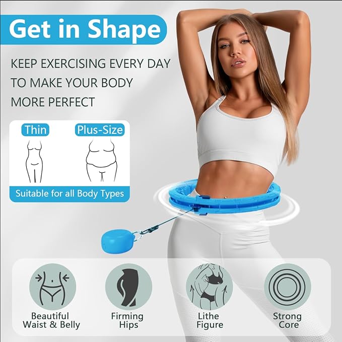 30/12 Knots, Upgraded Magnetic Lock Weighted Hula Hoop for Adults Weight Loss, Infinity Hoop Plus Size, Children Adults Home Outdoors, Fitness Exercise, Abdominal Toner