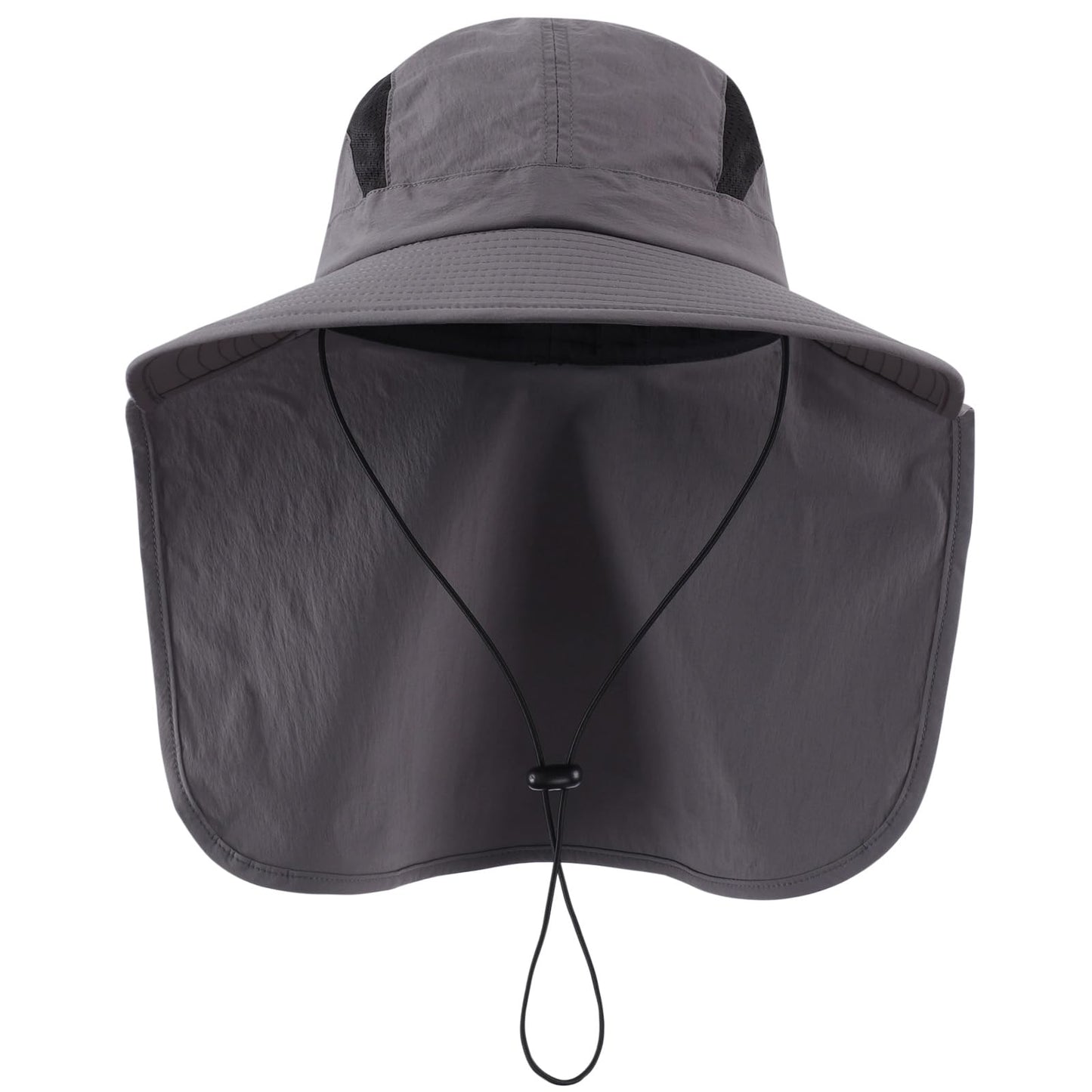 Home Prefer UPF 50+ Sun Hats for Men Women Wide Brim Fishing Hat with Neck Flap Summer Beach Safari UV Protection Bucket Hat Gardening Dark Grey