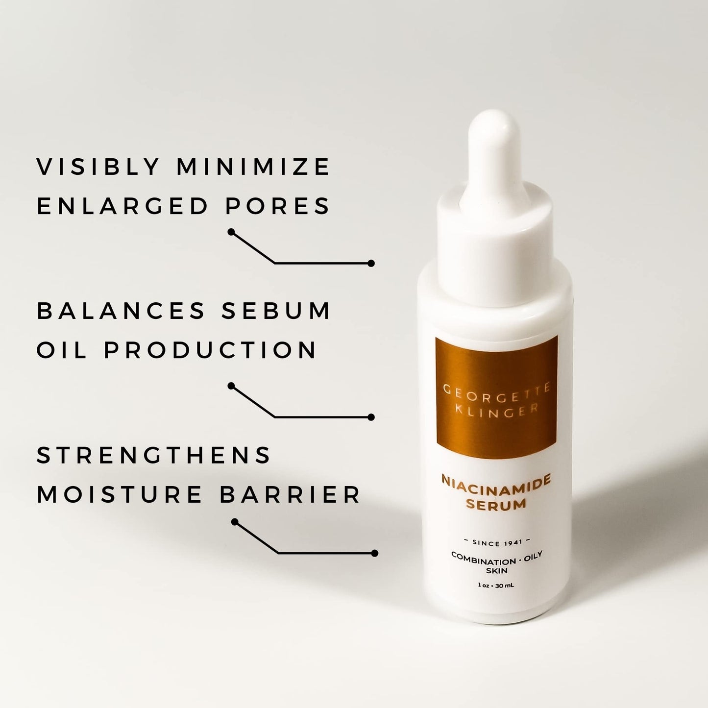 Niacinamide Serum - Minimizes Appearance of Pores, Balances Sebum Without Drying Skin, and Strengthens Moisture Barrier with Salicylic Acid and Hyaluronic Acid For Face - 1 oz by Georgette Klinger