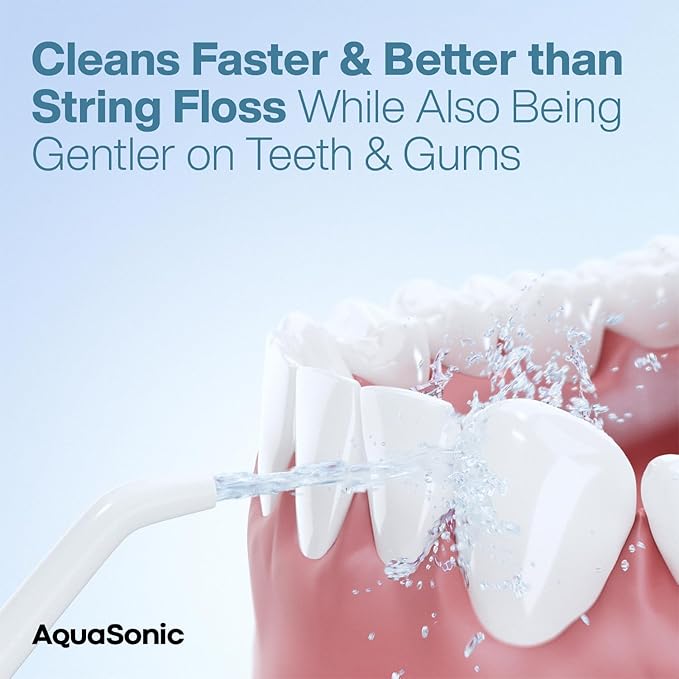 AquaSonic Water Flosser - Cordless Rechargeable Water Flossers for Teeth Cleaning - Waterproof Aqua Flosser, Portable Oral Irrigator for Dental Cleaning with 5 Jet Tips – Braces Home Travel.