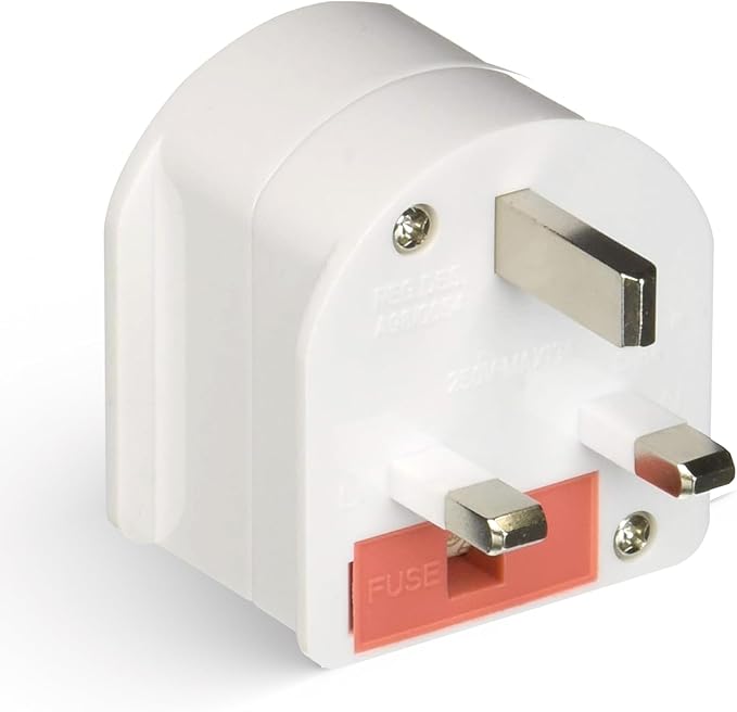 Ceptics GP-SA-UK South Africa to UK Grounded Plug Adapter (250V - Max 13A), White