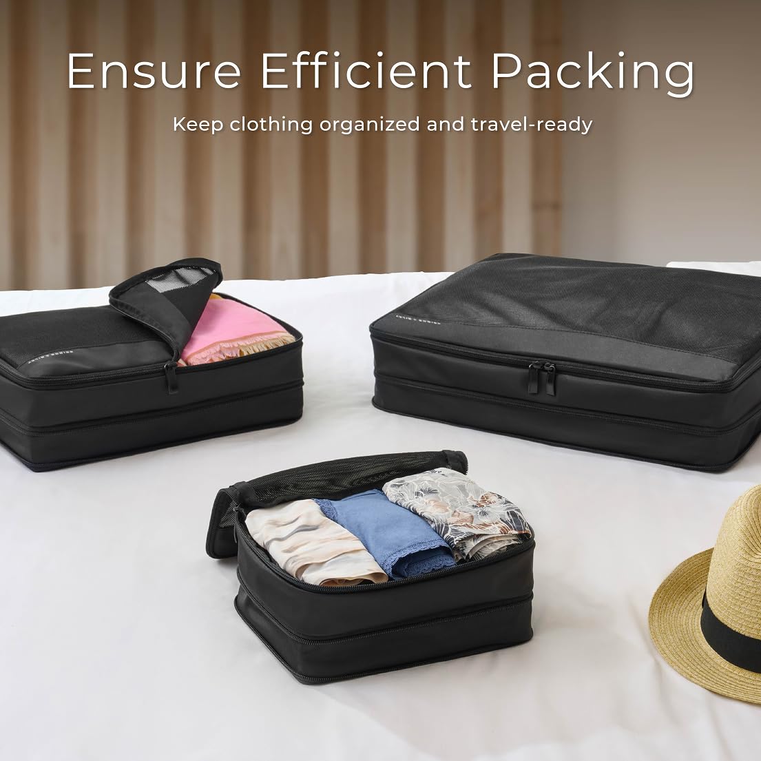 Briggs & Riley Compression Packing Cube Set - Bag Organizer for Check In Suitcase & Luggage, For Women & Men, Pack Accessories for Vacation - Travel Must Haves, 3-Piece, Navy