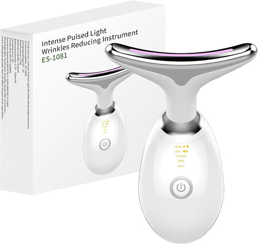 7-Color LED Facial Massager Tool, face Massager Tool with Vibration, Gua Sha-Inspired Design + Cooling Gel for Skin Firming & Daily Skincare Routine