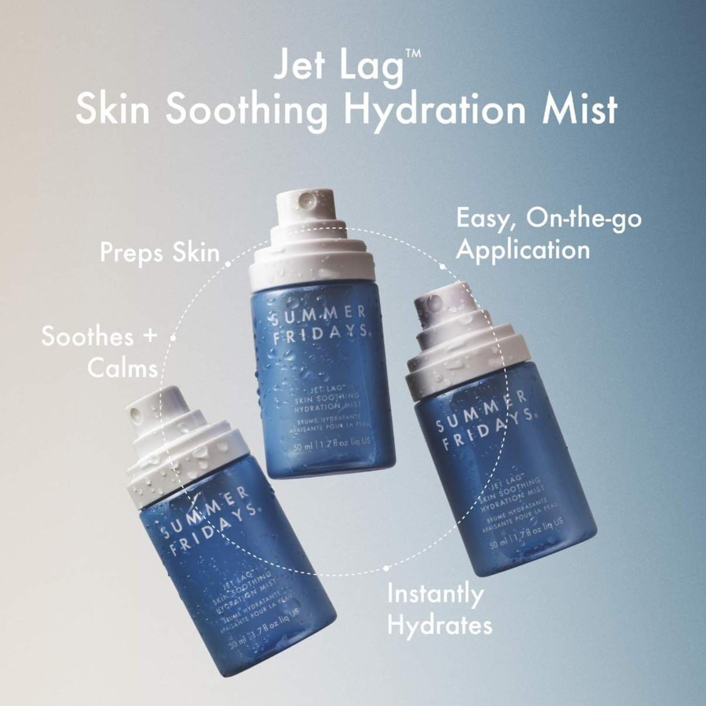 Summer Fridays Jet Lag Skin Soothing Hydration Face Mist - Ultra-Fine Facial Spray & Hydrating Mist to Comfort, Soothe & Help Provide Protective Moisture Barrier Support for Glowing Skin (1.7 Fl Oz)