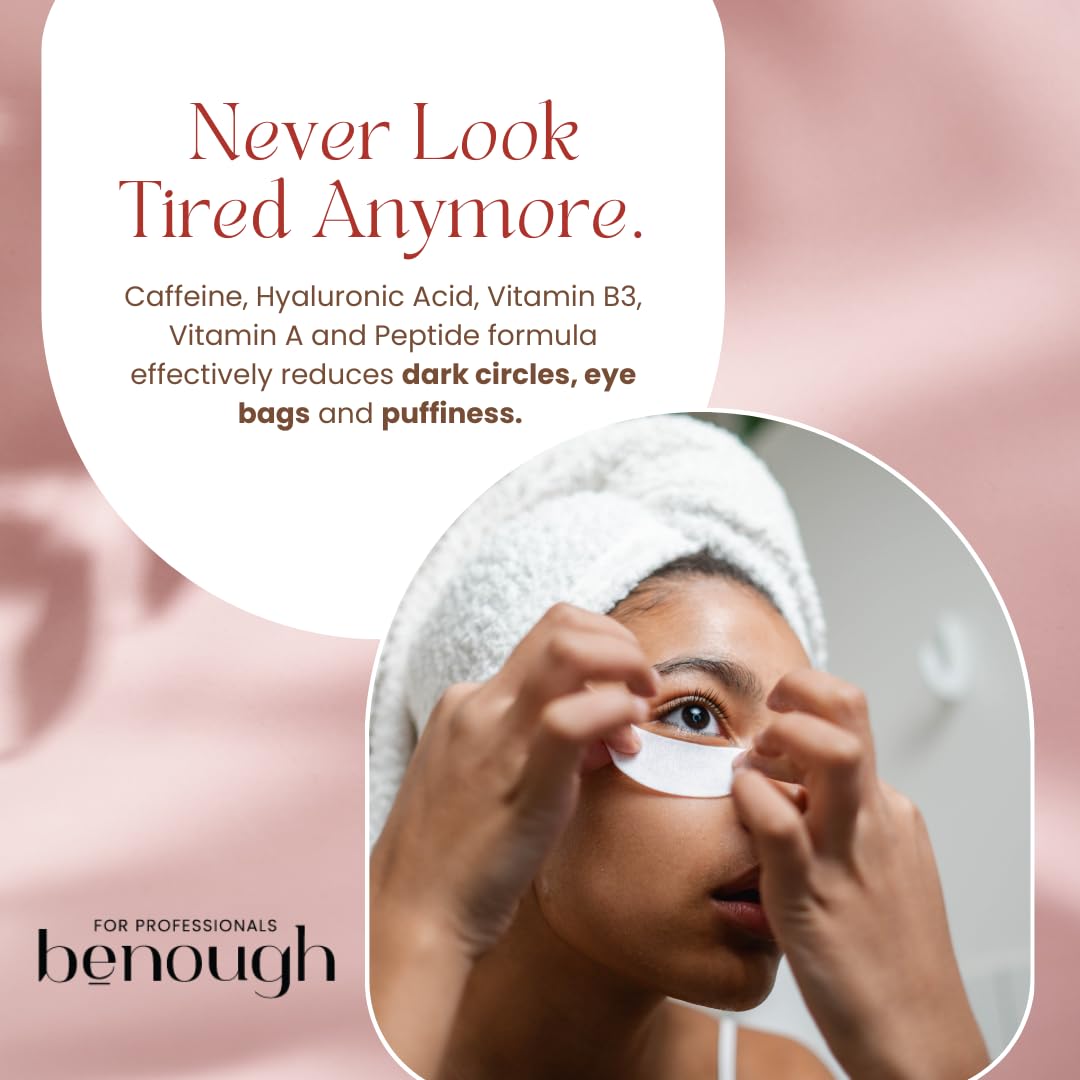 BENOUGH [Dark Circles & Puffy Eyes Treatment Korean Sheet Mask] Lint-Free Eye Perfection Pro Cooling Patches 20 Pack - Hydrogel Under Eye Pads, Hyaluronic Acid, Caffeine, Eyelash Extension Application