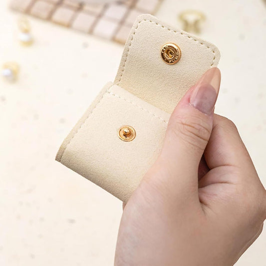 2Pcs Mini Travel Jewelry Bag, Jewelry Roll Bag with Buckle, Mini Pouch, Portable Foldable Travel Jewelry Organizer Case, Small Jewelry Box for Earrings, Rings, Necklaces (W-3)