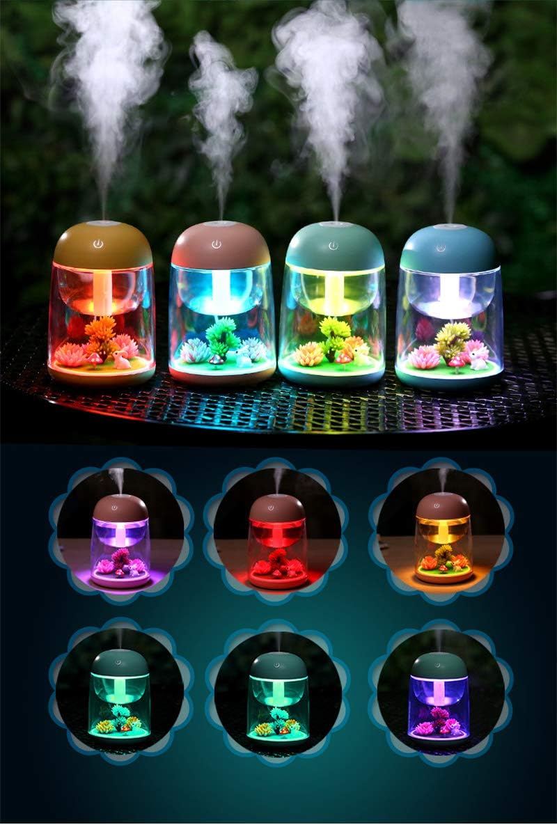 AEKAN Micro Landscape Humidifier with Changing Led Light,Adjustable Mist Mode, Waterless Auto Shut-off,for Bedroom,Office,Car (green)