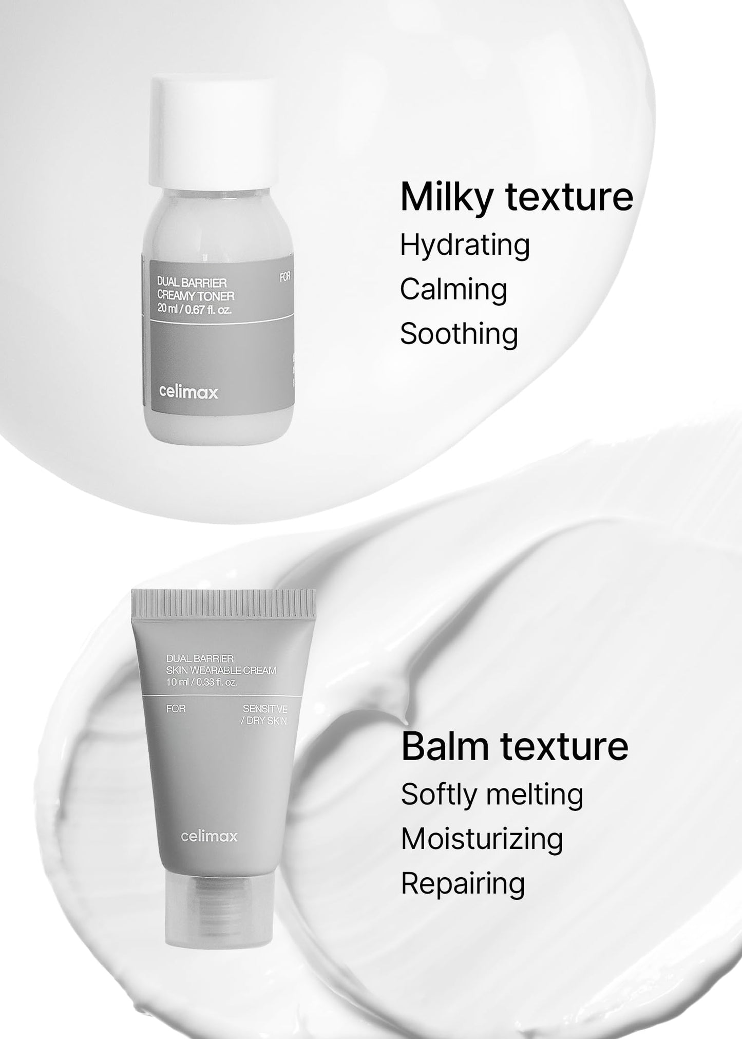 celimax Dual Barrier Trial Kit Travel Size, Gift Set | with Creamy Toner & Skin Wearable Cream, Travel Size, Mini-sized Gift Set, Ceramides, Peptide