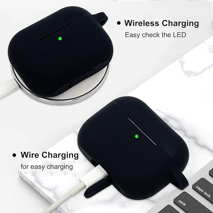 Compatible with Airpods Pro Soft Silicone Case Cover with Bracelet Keychain for Apple Airpod Pro 1st Generation Case for Women (Black)