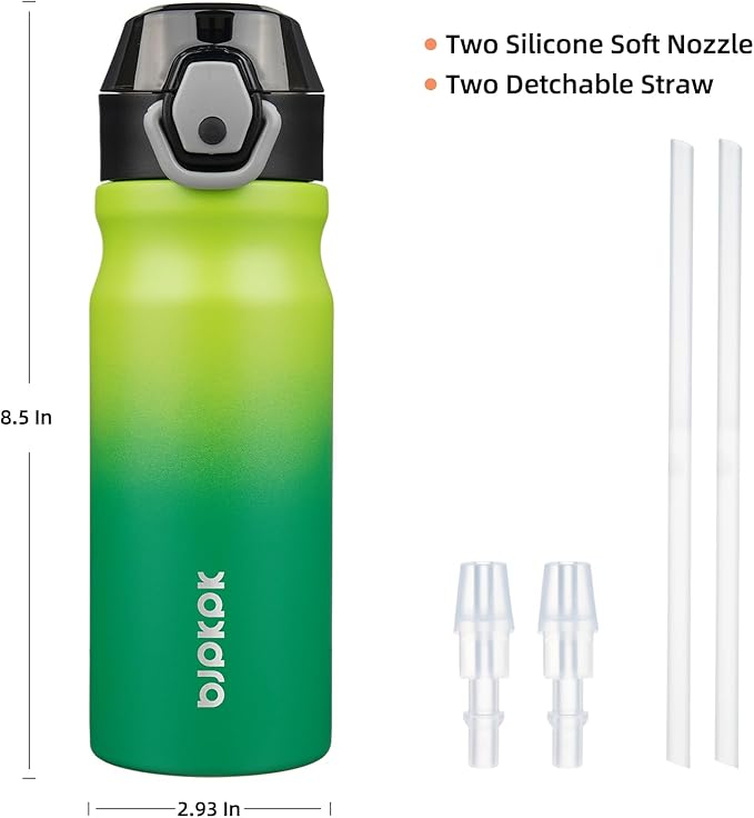 BJPKPK Stainless Steel Insulated Water Bottle With Straw Lid 18oz Reusable Metal Thermo Bottles Keep Cold And Hot,Bamboo Grove