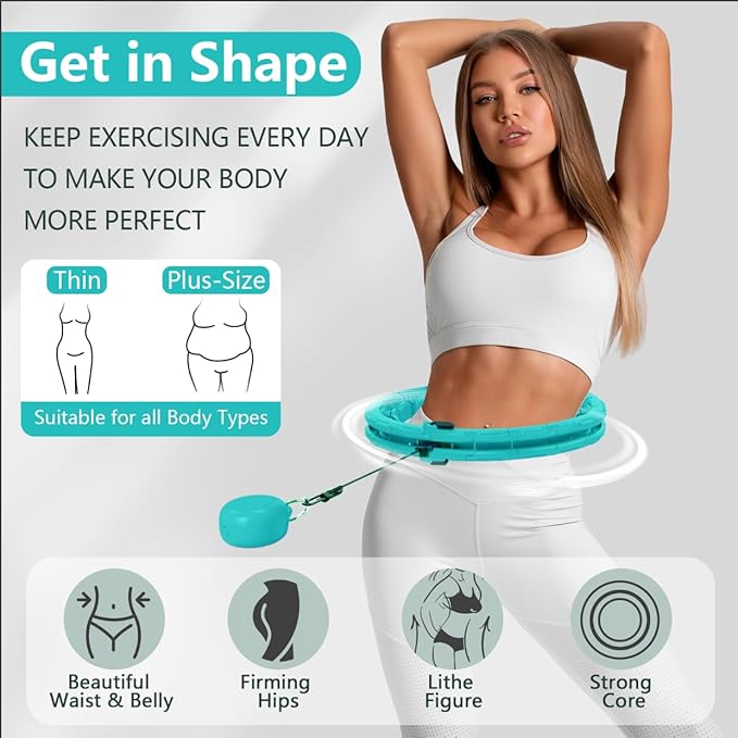 30/12 Knots, Upgraded Magnetic Lock Weighted Hula Hoop for Adults Weight Loss, Infinity Hoop Plus Size, Children Adults Home Outdoors, Fitness Exercise, Abdominal Toner