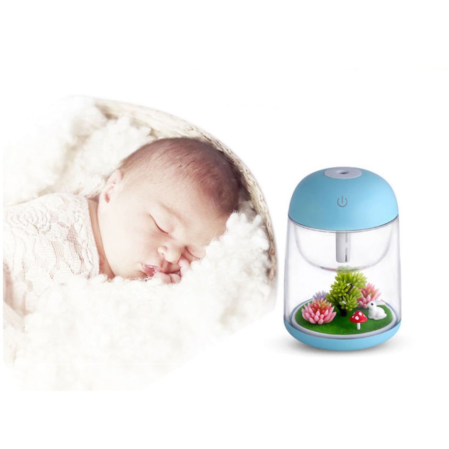 AEKAN Micro Landscape Humidifier with Changing Led Light,Adjustable Mist Mode, Waterless Auto Shut-off,for Bedroom,Office,Car (green)