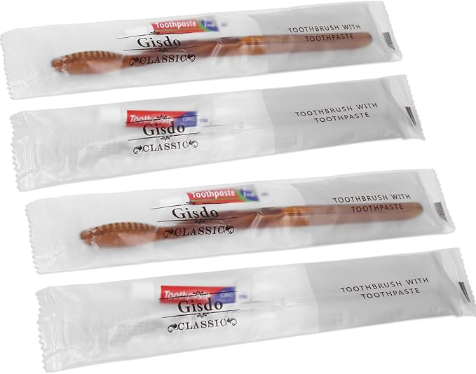 50 Pack Disposable Toothbrushes with Toothpaste Set, Individually Wrapped Disposable Toothbrushes, Travel Toothbrush Kit for Travel Hotel Guest, 2 Colors