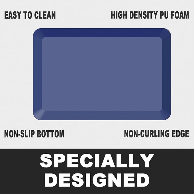 Anti Fatigue Floor Mat,Kitchen Mat, Standing Desk Mat – Comfort at Home, Office, Garage - Polyurethane(PU) Foam (Blue, 40" L x 17" W x 1" Th)
