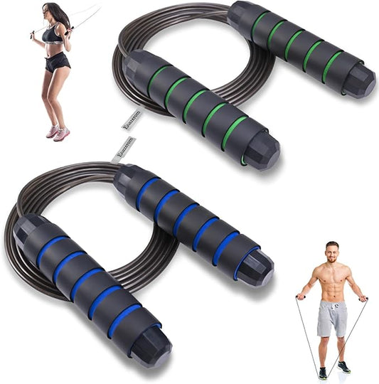 Jump Rope for Women Men Kids, Adjustable Skipping Rope with Ball Bearings, Professional Jumping Rope with Foam Handles, Tangle-Free Rapid Speed Jump Ropes for Fitness Workout Boxing Exercise