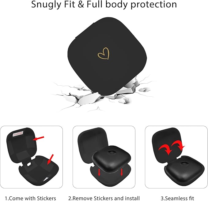 Compatible with Powerbeats Pro, Soft Silicone Case with Gold Heart Pattern for Powerbeats Pro Case with Cute Butterfly Keychain for Girls Women (Black)