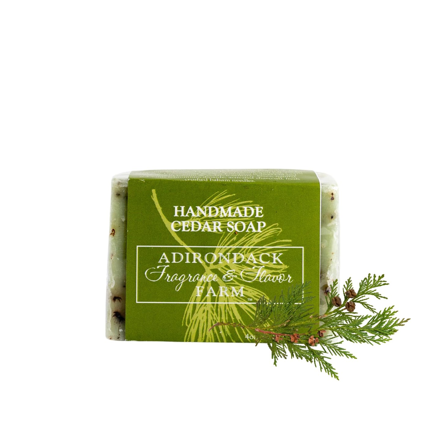 Adirondack Fragrance & Flavor Farm ADK Natural Cedar Soap Bar 4 oz., Handmade Vegan Olive Oil Body Soap for Dry and Sensitive Skin, Moisturising for Men, Women & Babies, Produced in the USA