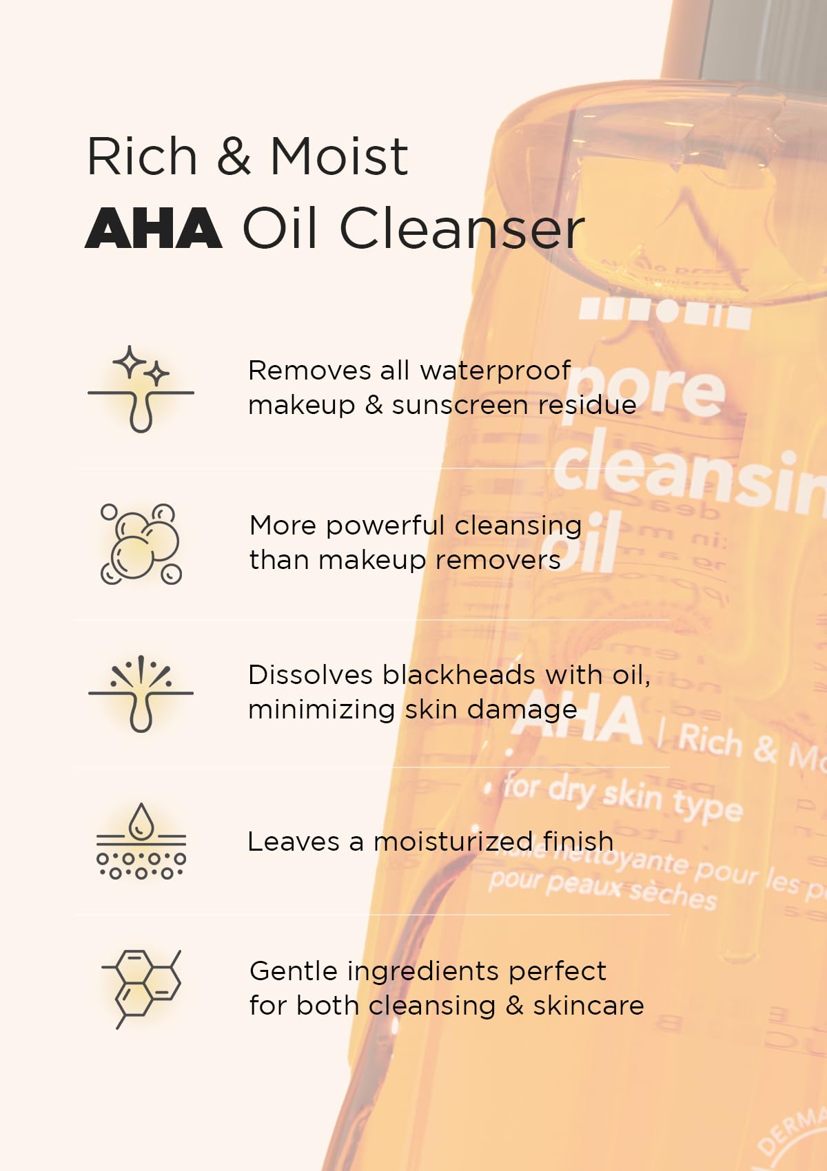 Hanskin Alpha Hydroxy Acid Pore Cleansing Oil, Sample Trial Mini Size, Exfoliating Makeup Remover Facial Cleanser Set, Moisturizing [30 ml/Pack of 3]