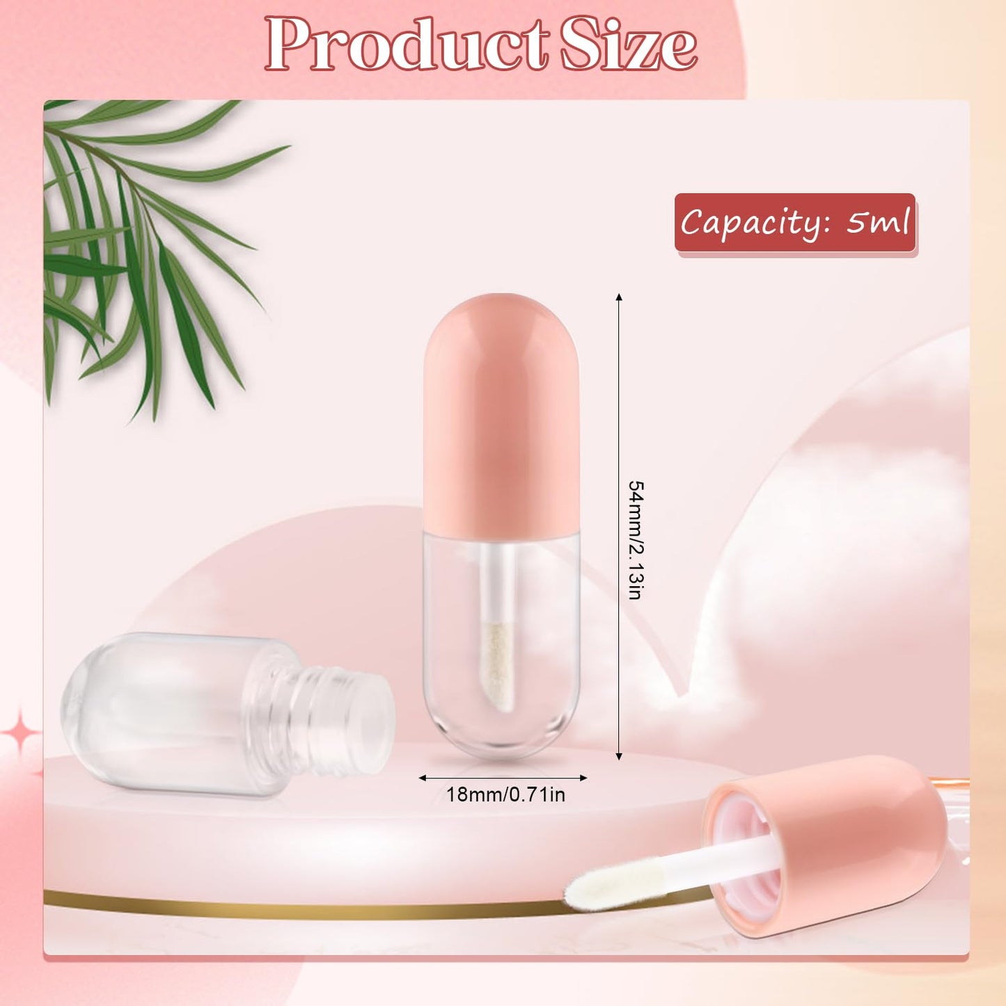 30 Pcs 5ml Lip Gloss Tubes Refillable Round Plastic Tube Vials Mini Lip Balm Bottle Container for Women Girls DIY Cosmetic Travel - Pink