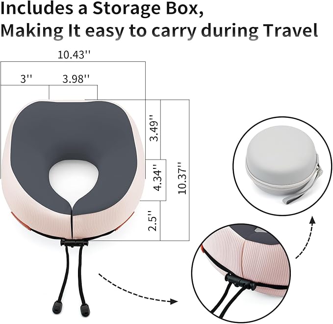 Thickened Travel Neck Pillow for Airplanes for Women, Adjustable Right Amount of Height 360° Support Memory Foam Neck Pillow, Portable Plane Pillow for Sleeping