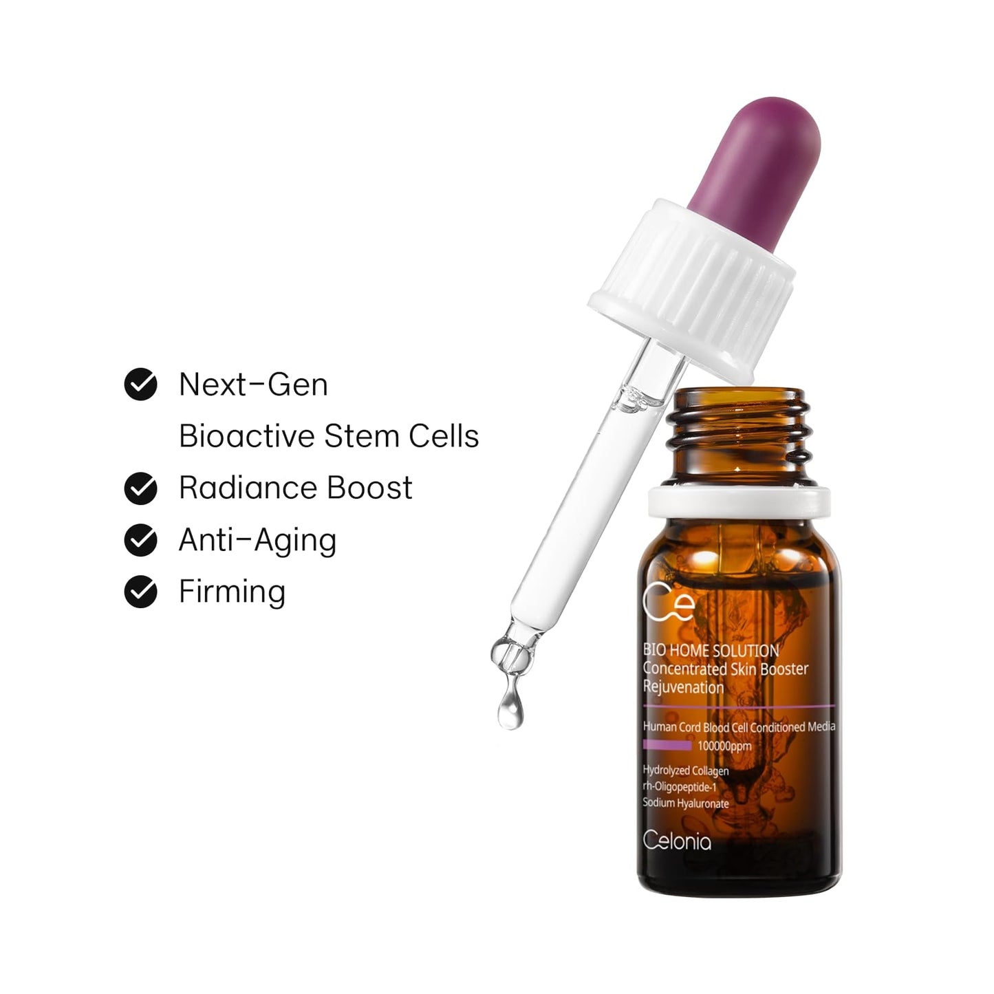 CELONIA Bio Home Solution Concentrated Skin Booster, Bio Stem Cell Ampoule, Korean Cell Growth Anti Aging Serum For Reduce Fine Line, Wrinkles & Acne Scars, Corrects Dark Spot & Reduce Redness (10ml)