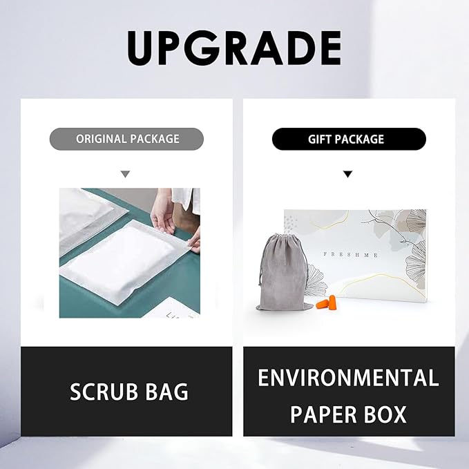 FRESHME Deluxe Cotton Sleep Mask Gift Set - 100% Blackout Large Comfortable Blindfold Adjustable Eye Mask Pillow in Gift Box for Men Women Side Sleeper Travel Meditation Airplane