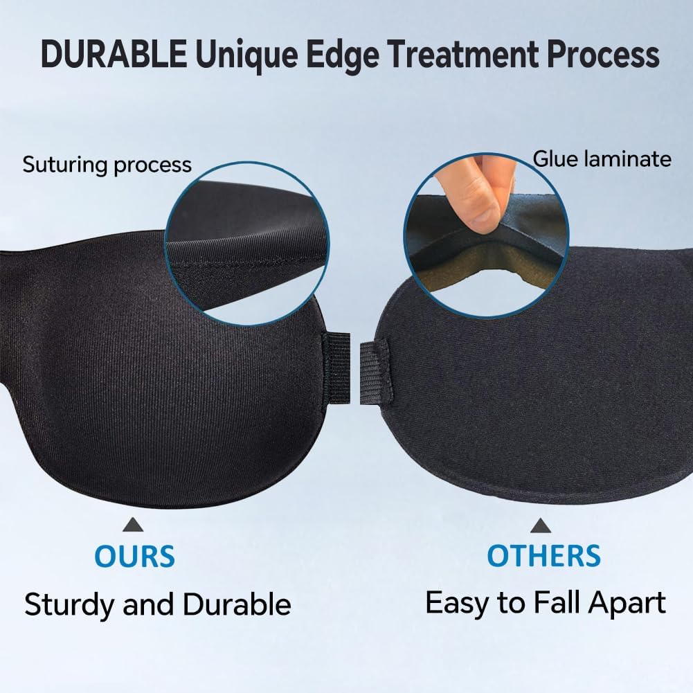 YIVIEW Sleep Mask for Back and Side Sleeper Pack of 3, 100% Light Blocking 3D Eye Masks for Sleeping, Lightweight & Breathable Eye Cover for Women Men, Zero Pressure Night Blindfold