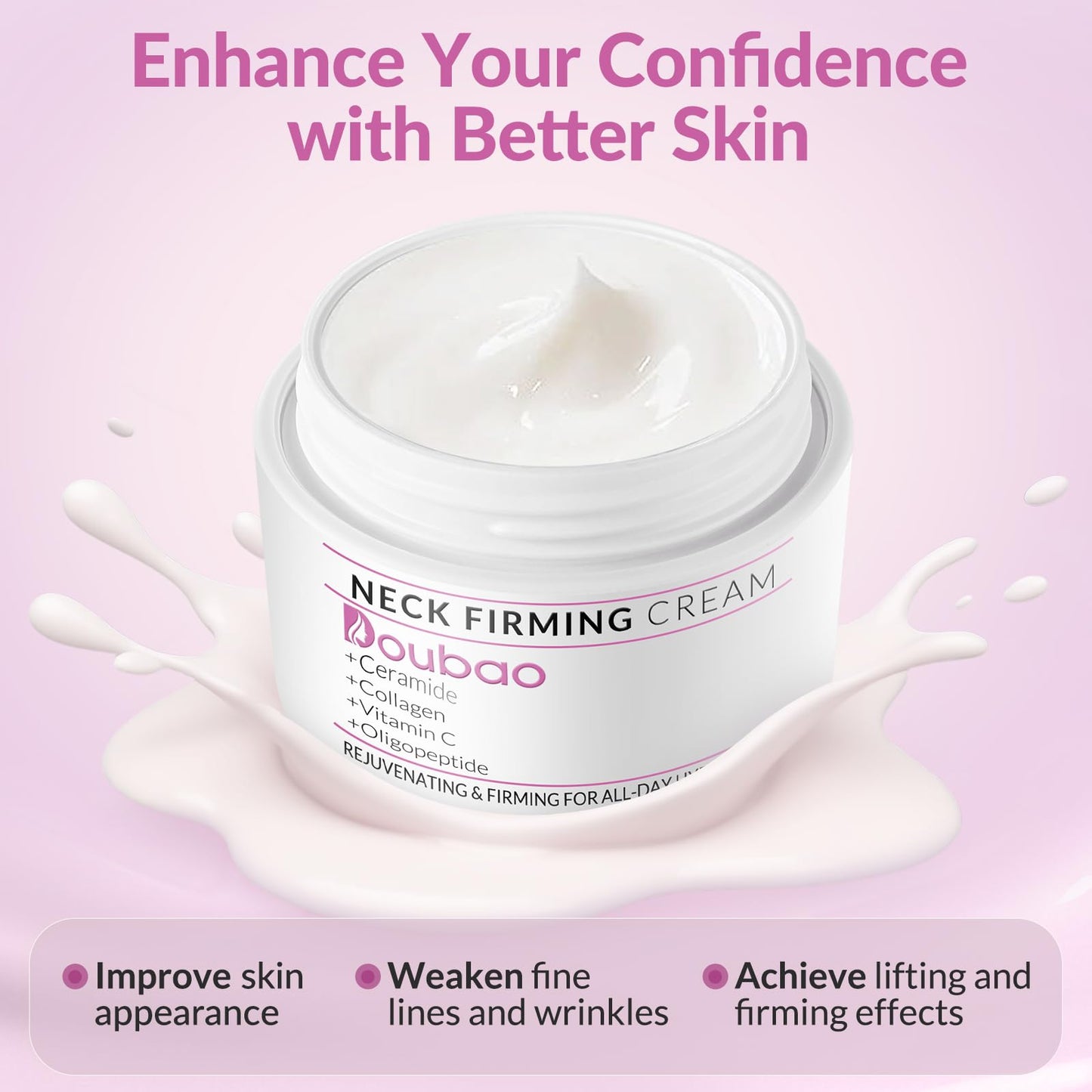 VicGFHS Neck Firming Creams for Tightening and Firming, Moisturizer Face Cream with Collagen, Hyaluronic Acid, Day & Night Anti-Aging Skin Tightening Cream for Neck, Décolleté & Face – 1.7Fl Oz