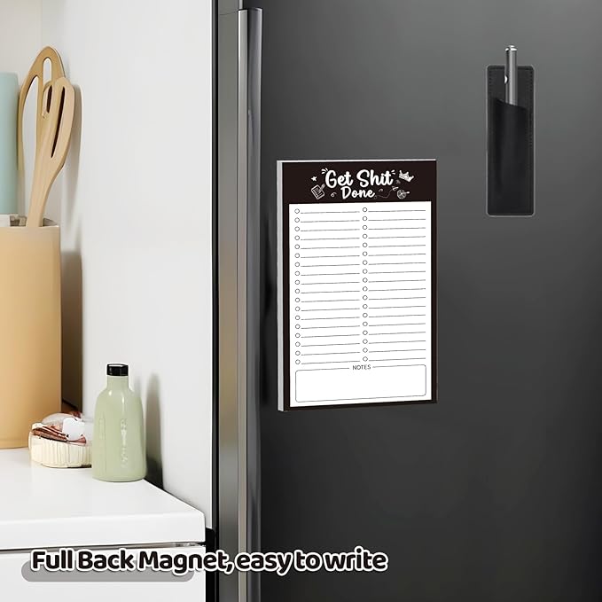 2 Pack Grocery List Magnet Pad for Fridge with Pen Holder, Total 120 Sheets Magnetic Note Pad for Fridge Full Back Magnet Shopping List, To Do List, Memo Notepads, 4.5x7.5"(Simple Style)